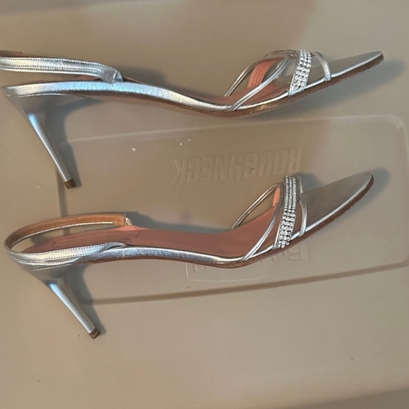 Escada Silver Strappy Embellished Heels Sz 9.5 - Picture 5 of 7